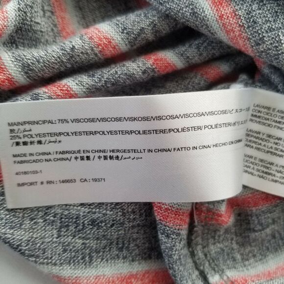 The Fifth Label T-Shirt Gray‎ Peach Striped Viscose Blend Thin Ruffle Hem Size M - Picture 10 of 10